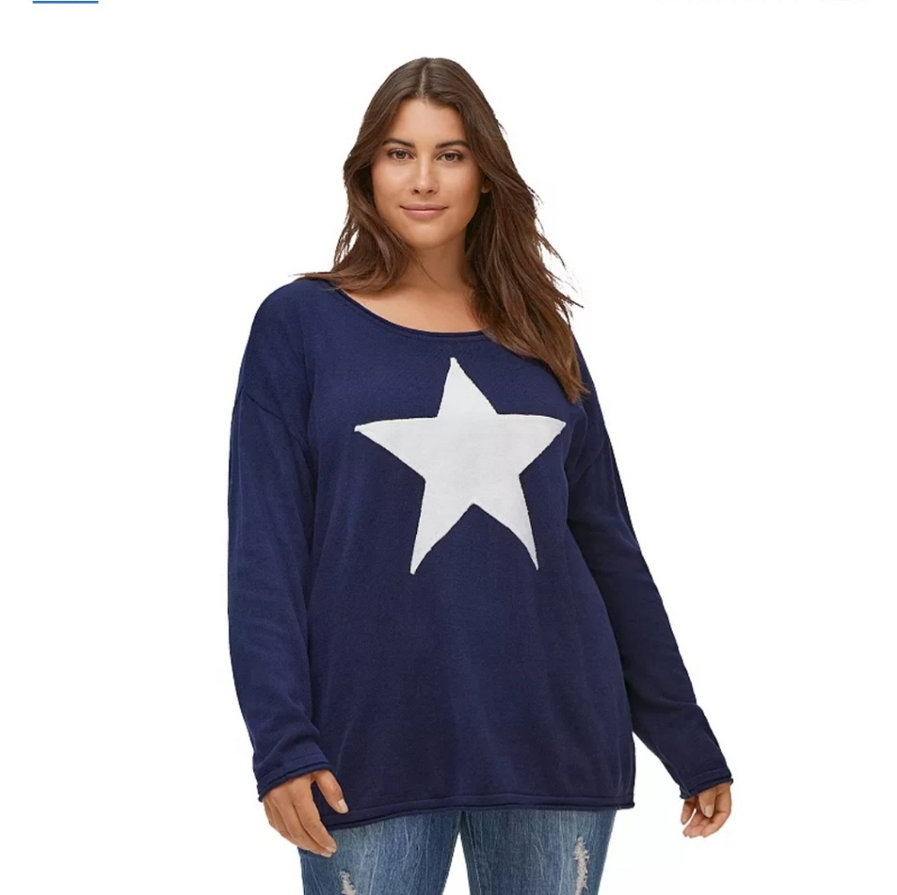 NWOT Ellos Green 2X Star Sweater